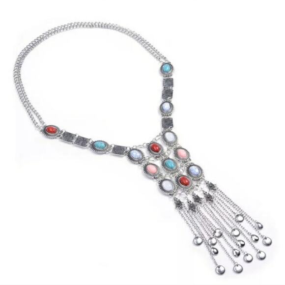 Silver Boho Statement Necklace - Picture 3 of 3